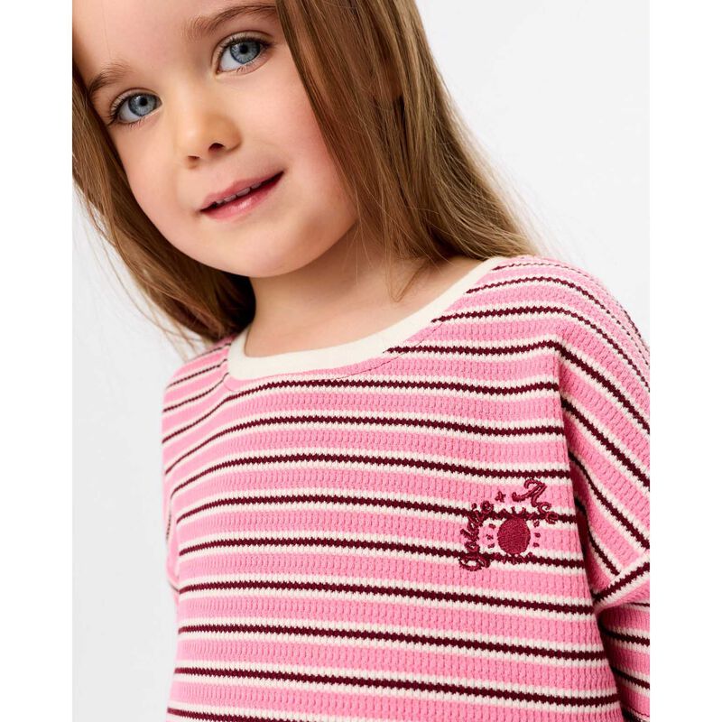 Goldie + Ace Waffle Stripe T-Shirt Pink 3-5Y image number 2